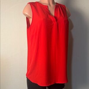 Adrianna Papell Women’s Sleeveless Lightweight V-Neck Blouse, Red, Size Large